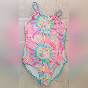Cat & Jack Swimwear One Piece Tie Dye Swimsuit Pink Blue Girls Size L 10 / 12